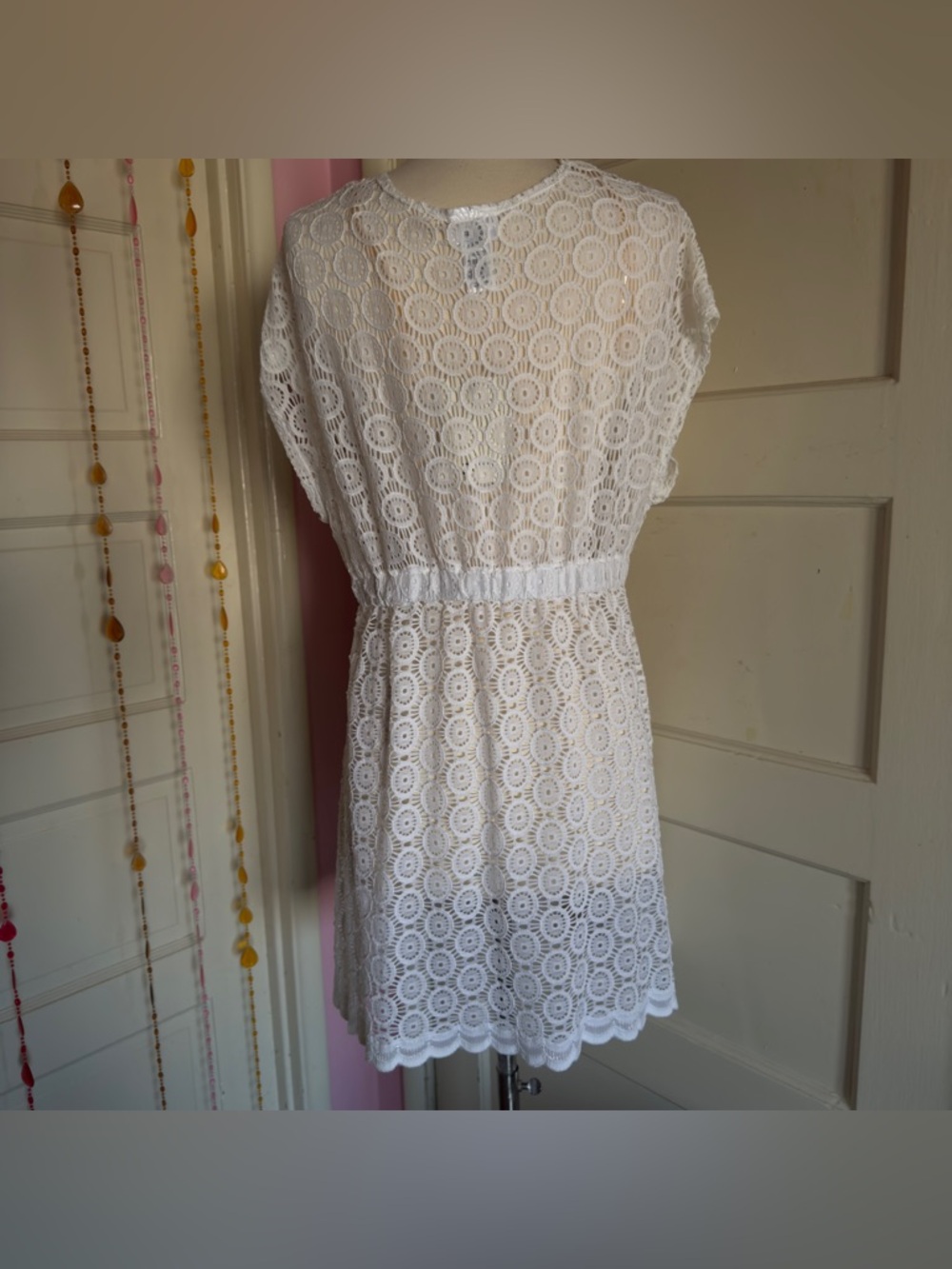 Dotti White Lace Swim Cover Up Dress Boho Beach Sheer NWT - Picture 6 of 12